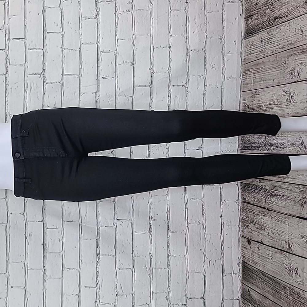 Free People Edgy Sparkly Glitter High Rise Cropped Ankle Skinny Jeans in Black